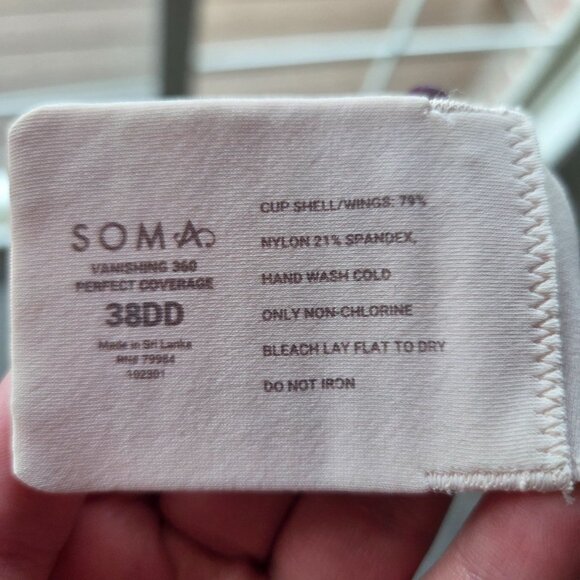Soma Vanishing 360 Perfect Coverage Bra 38DD Beige Nylon/Spandex - Picture 4 of 4